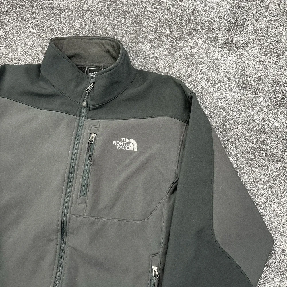 The North Face Apex Jacket Mens Large Gray Black Windbreaker Full Zip Outdoor